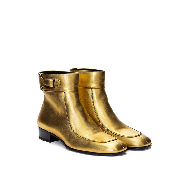 Gold Leather Boot Saint Laurent