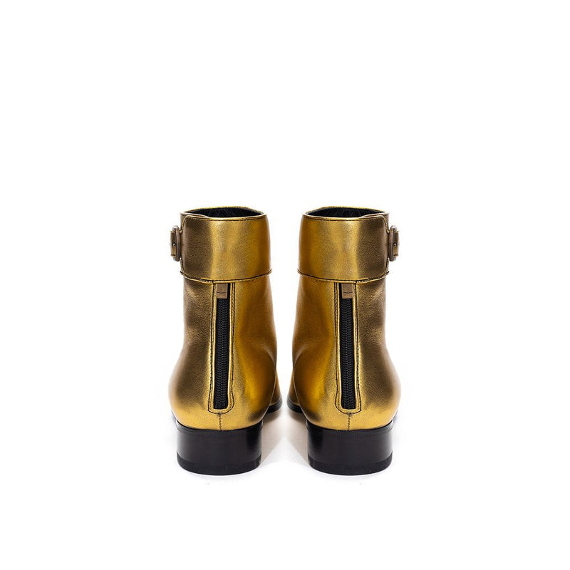 Gold Leather Boot Saint Laurent