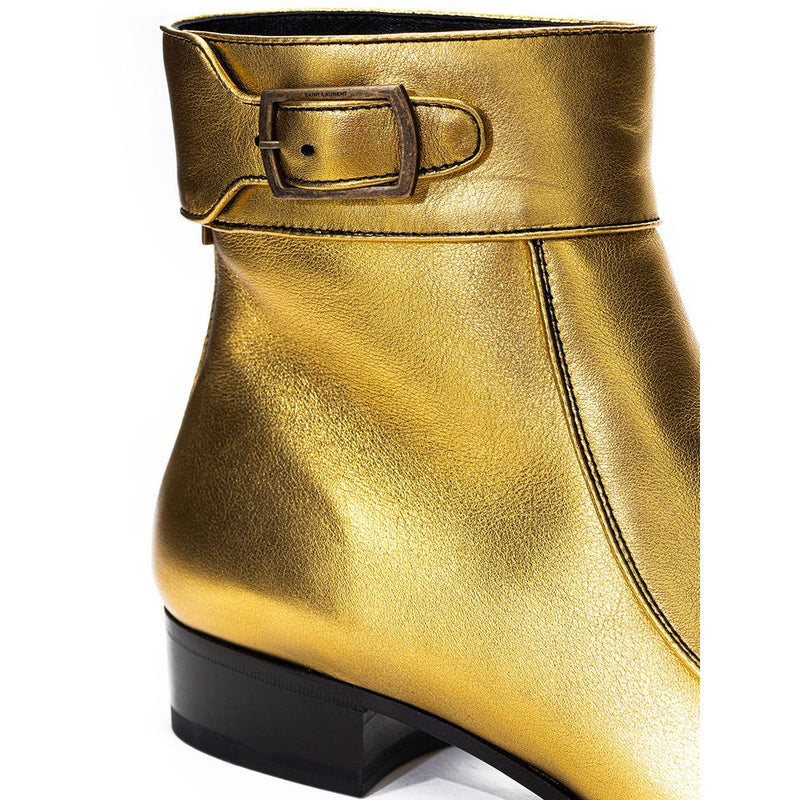 Gold Leather Boot Saint Laurent