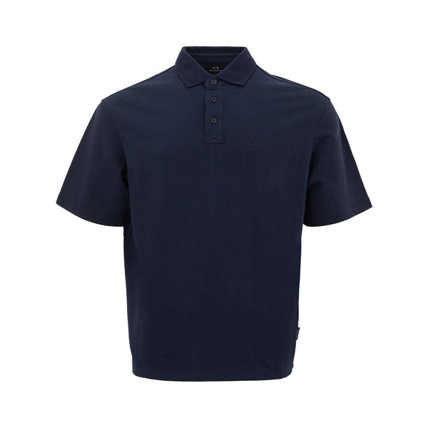 Sleek Blue Cotton Polo Shirt for Men Armani Exchange