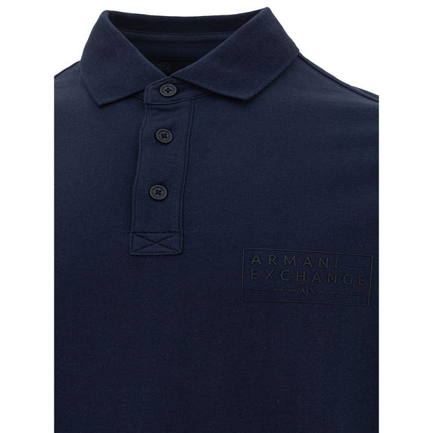 Sleek Blue Cotton Polo Shirt for Men Armani Exchange