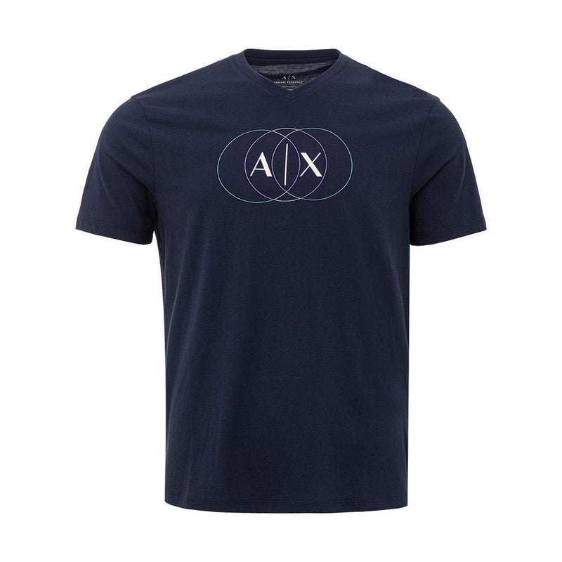 Sleek Blue Cotton Tee for Men Armani Exchange