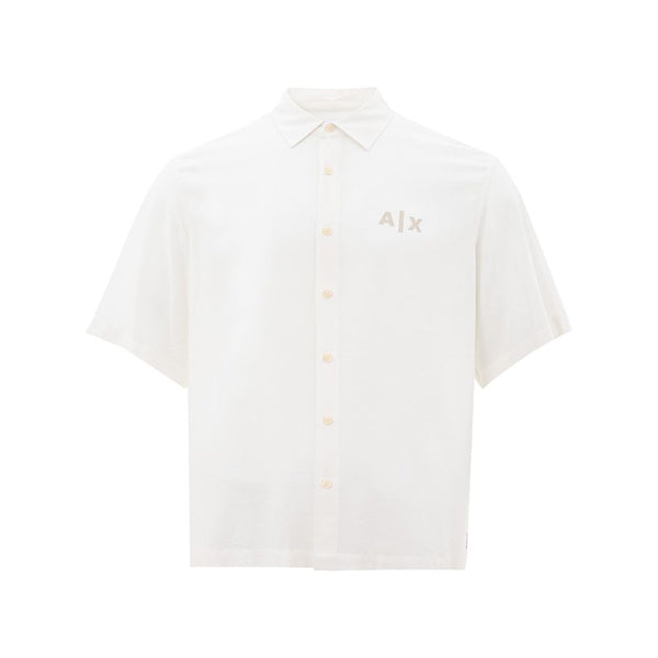 Elegant White Viscose Shirt for Men Armani Exchange