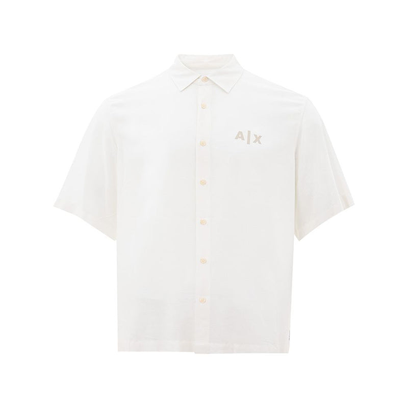 Elegant White Viscose Shirt for Men Armani Exchange