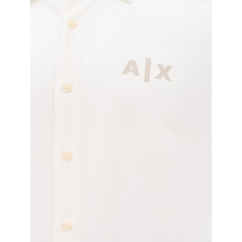 Elegant White Viscose Shirt for Men Armani Exchange