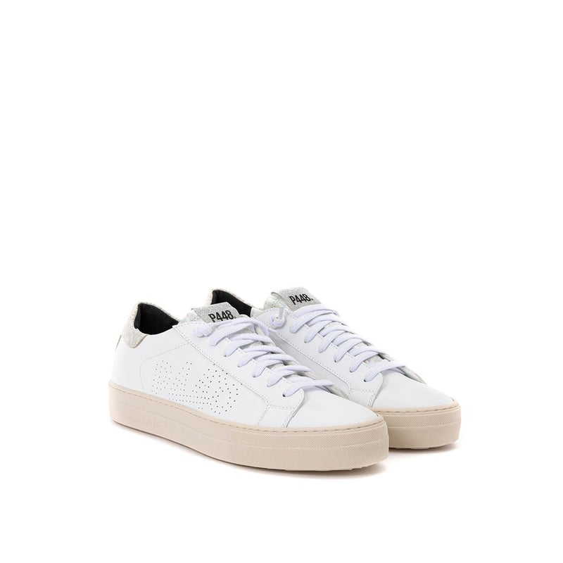 White Leather Sneakers Elegant Casual Footwear P448