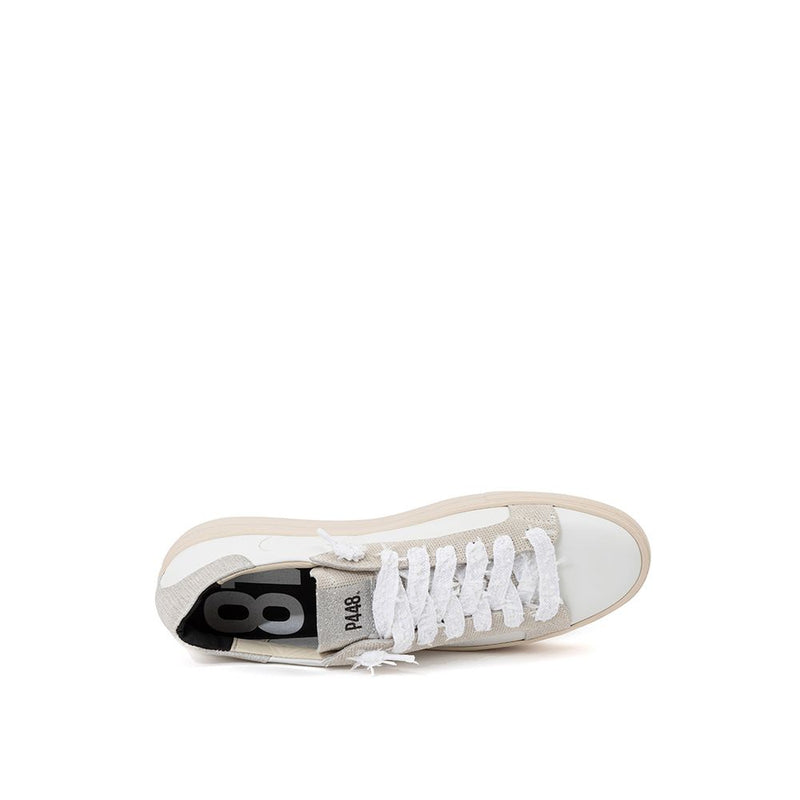 Elegant White Leather Sneakers P448