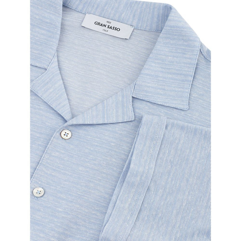 Elegant Light Blue Linen-Cotton Men's Shirt Gran Sasso