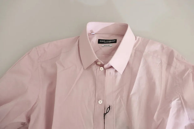 Light Pink Cotton Men Formal GOLD Dress Shirt Dolce & Gabbana