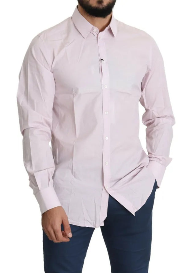 Light Pink Cotton Men Formal GOLD Dress Shirt Dolce & Gabbana