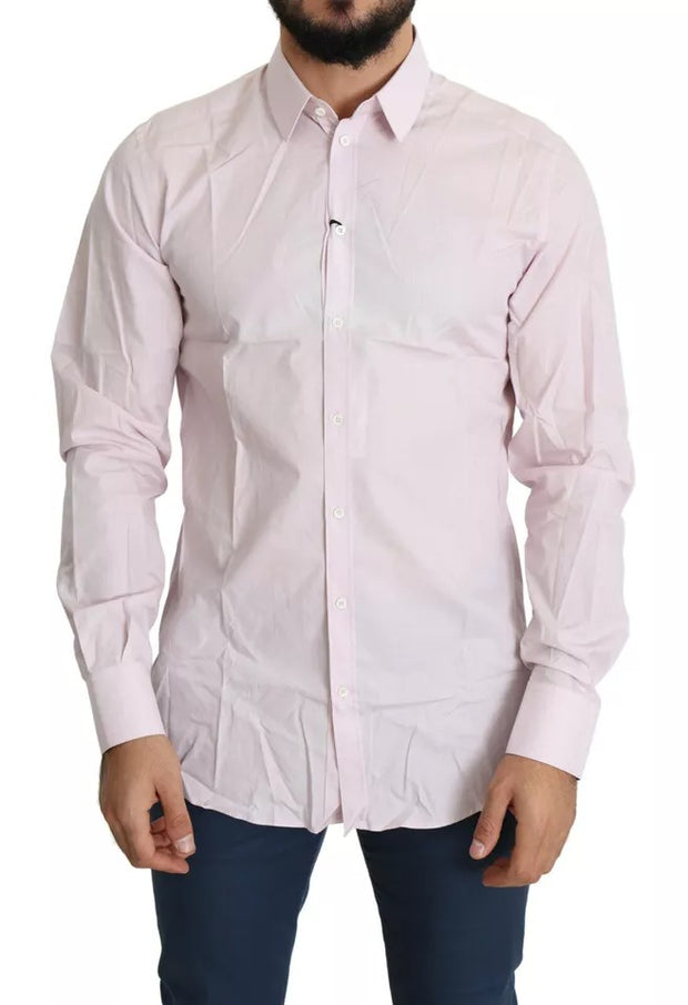 Light Pink Cotton Men Formal GOLD Dress Shirt Dolce & Gabbana