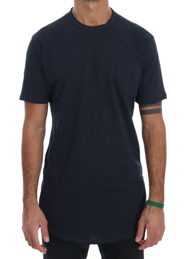 Chic Blue Cotton Crew-Neck Tee Daniele Alessandrini