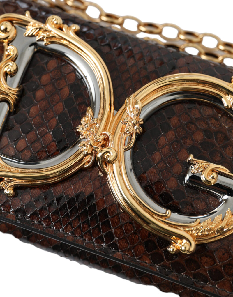 Brown Python Leather DG Girls Crossbody Phone Bag Dolce & Gabbana