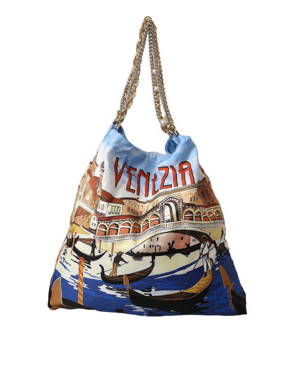 Multicolor Venezia Canvas Women Shopping Tote Bag Dolce & Gabbana