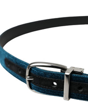 Blue Velvet Leather Silver Metal Buckle Belt Dolce & Gabbana