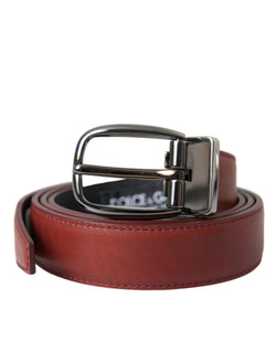 Brown Leather Silver Metal Buckle Belt Men Dolce & Gabbana