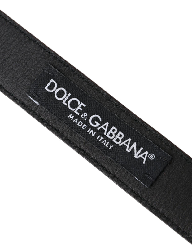 Brown Leather Silver Metal Buckle Belt Men Dolce & Gabbana