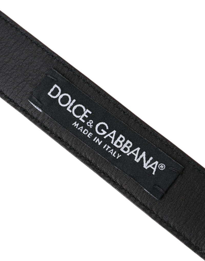 Brown Leather Silver Metal Buckle Belt Men Dolce & Gabbana