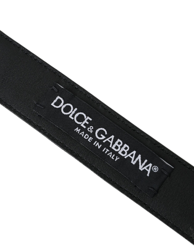 Dark Brown Perforated Leather Metal Buckle Belt Men Dolce & Gabbana