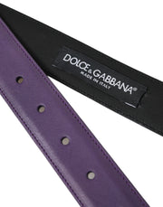 Purple Leather Gold Metal Buckle Belt Men Dolce & Gabbana