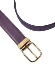 Purple Leather Gold Metal Buckle Belt Men Dolce & Gabbana