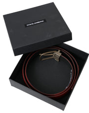 Red Perforated Leather Metal Buckle Belt Men Dolce & Gabbana