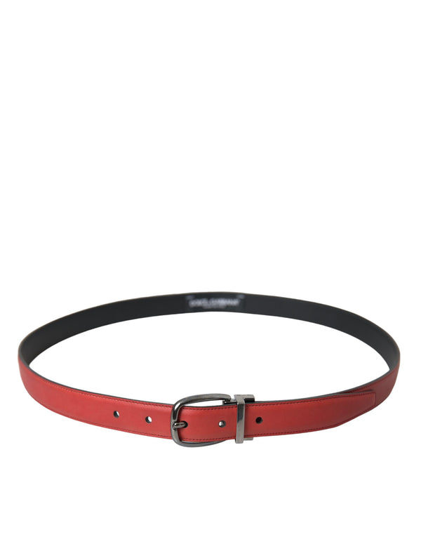 Red Leather Silver Metal Buckle Belt Men Dolce & Gabbana