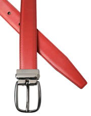 Red Leather Silver Metal Buckle Belt Men Dolce & Gabbana