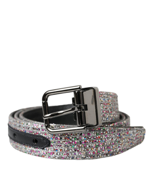 Multicolor Embellished Silver Metal Buckle Belt Dolce & Gabbana