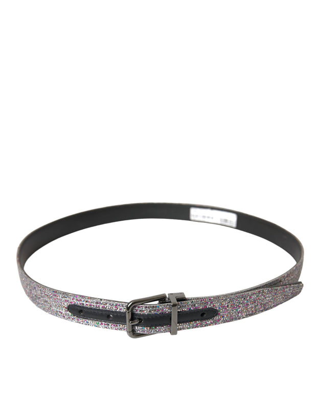 Multicolor Embellished Silver Metal Buckle Belt Dolce & Gabbana