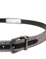 Multicolor Embellished Silver Metal Buckle Belt Dolce & Gabbana