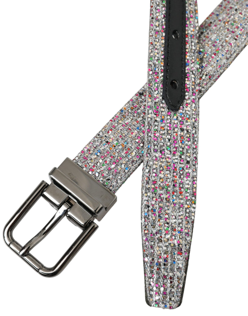 Multicolor Embellished Silver Metal Buckle Belt Dolce & Gabbana