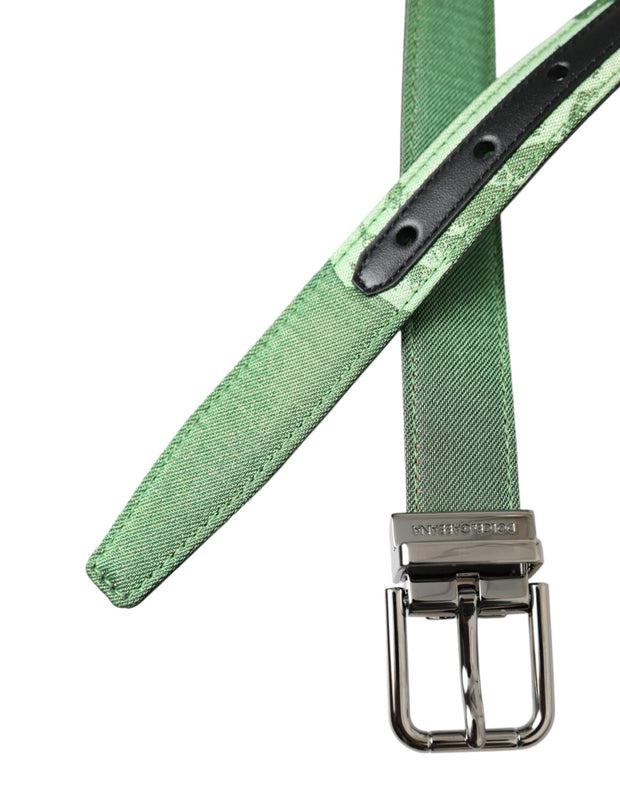 Green Leather Jacquard Silver Metal Buckle Belt Dolce & Gabbana