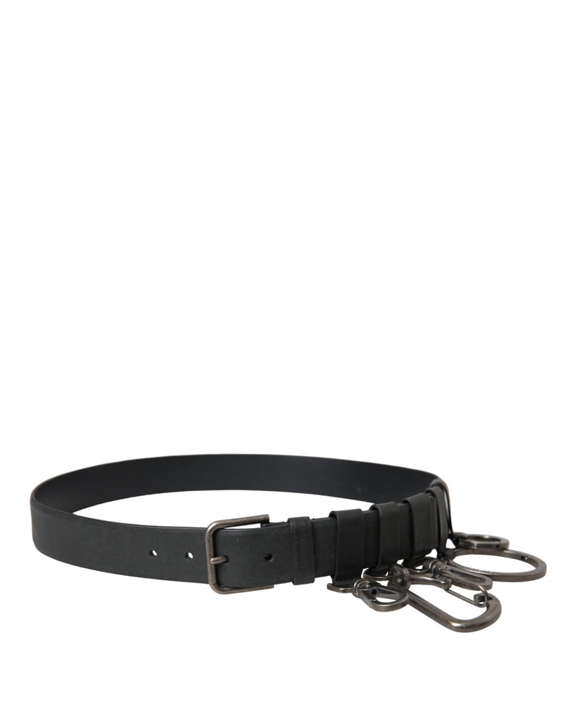 Black Calf Leather Silver Metal Buckle Belt Dolce & Gabbana