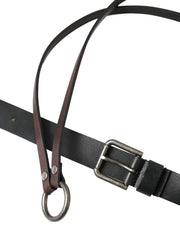 Black Brown Leather Silver Metal Buckle Belt Dolce & Gabbana