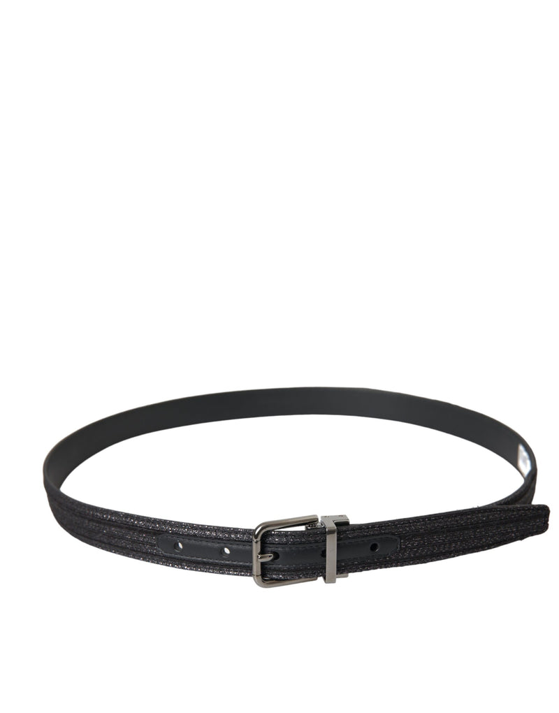 Black Jacquard Stripes Silver Metal Buckle Belt Dolce & Gabbana