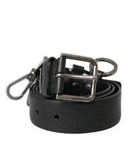 Black Calf Leather Silver Metal Buckle Belt Dolce & Gabbana