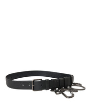 Black Calf Leather Silver Metal Buckle Belt Dolce & Gabbana