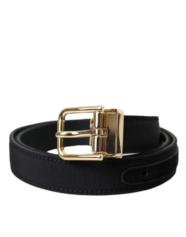 Black Gros Grain Gold Metal Buckle Belt Men Dolce & Gabbana