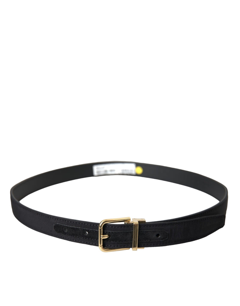 Black Gros Grain Gold Metal Buckle Belt Men Dolce & Gabbana