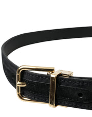 Black Gros Grain Gold Metal Buckle Belt Men Dolce & Gabbana