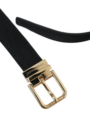 Black Gros Grain Gold Metal Buckle Belt Men Dolce & Gabbana