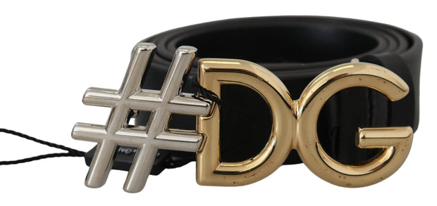 Black Leather Metal #DG Logo Buckle Belt Dolce & Gabbana