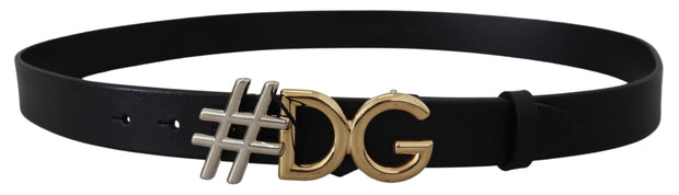 Black Leather Metal #DG Logo Buckle Belt Dolce & Gabbana