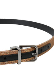 Gold Glitter Leather Silver Metal Buckle Belt Dolce & Gabbana