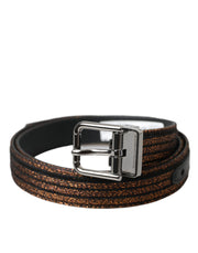 Gold Jacquard Stripes Silver Metal Buckle Belt Dolce & Gabbana