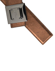 Metallic Bronze Leather Square Metal Buckle Belt Dolce & Gabbana