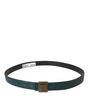 Dark Green Leather Square Metal Buckle Belt Dolce & Gabbana