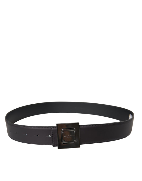 Black Calf Leather Square Metal Buckle Belt Dolce & Gabbana