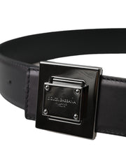 Black Calf Leather Square Metal Buckle Belt Dolce & Gabbana